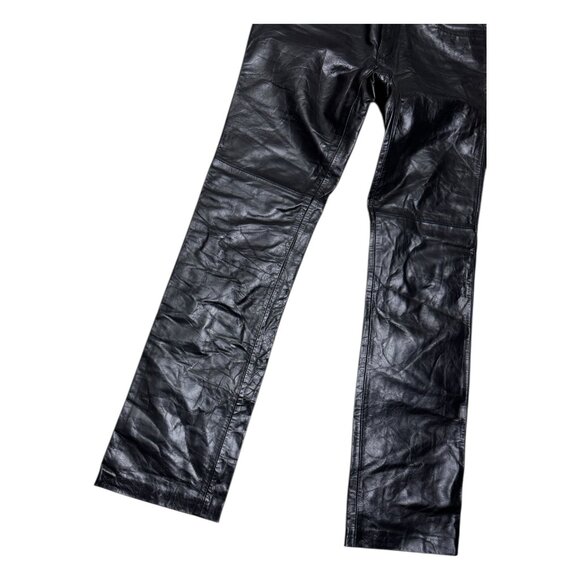 GAP Vintage Y2K Bootcut GENUINE LEATHER Straight Motorcycle Biker Pants Womens 0 - Picture 7 of 7